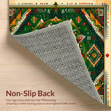 Ultra Soft Area Rug, Non Slip, Stain Resistant, Washable Area Rugs for Living Room, Bedroom, Ornate Medallion Bedroom Rug for Pet Owners(Green)