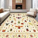 Ultra Soft Area Rug, Non Slip, Stain Resistant, Washable Area Rugs for Living Room, Bedroom, Boho Insect Print Beige Area(Beige)