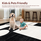 Ultra Soft Area Rug, Non Slip, Stain Resistant, Washable Area Rugs for Living Room, Bedroom, Bold Vintage-inspired Graphic Layout(Black)