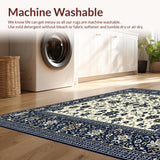 Ultra Soft Area Rug, Non Slip, Stain Resistant, Washable Area Rugs for Living Room, Bedroom, Waterproof Runner with Abstract Floral Design(Blue)