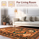 Ultra Soft Area Rug, Non Slip, Stain Resistant, Washable Area Rugs for Living Room, Bedroom, Cozy Floral Inspired Runner(Orange)