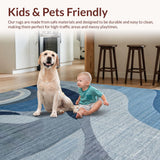 Ultra Soft Area Rug, Non Slip, Stain Resistant, Washable Area Rugs for Living Room, Bedroom, Serene Abstract Watercolor Motif(Blue)