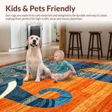Ultra Soft Area Rug, Non Slip, Stain Resistant, Washable Area Rugs for Living Room, Bedroom, Lively Colorful Animal Design(Orange)