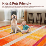 Ultra Soft Area Rug, Non Slip, Stain Resistant, Washable Area Rugs for Living Room, Bedroom, Artful Bright Tiled Composition(Orange)