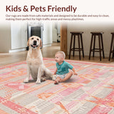 Ultra Soft Area Rug, Non Slip, Stain Resistant, Washable Area Rugs for Living Room, Bedroom, Luxurious Modern Lattice Aesthetic(Pink)