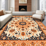 Ultra Soft Area Rug, Non Slip, Stain Resistant, Washable Area Rugs for Living Room, Bedroom, Chic Colorful Pom Pom Arrangement(Orange)