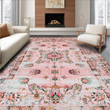 Ultra Soft Area Rug, Non Slip, Stain Resistant, Washable Area Rugs for Living Room, Bedroom, Ethereal Floral Minimalist Vibe(Pink)
