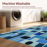 Ultra Soft Area Rug, Non Slip, Stain Resistant, Washable Area Rugs for Living Room, Bedroom, Earth Moon Circle Rug for Entryway Hardwood Floors(Blue)
