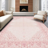Ultra Soft Area Rug, Non Slip, Stain Resistant, Washable Area Rugs for Living Room, Bedroom, Scalloped Edge Bow Motif Rug with Coquette Ribbon Pattern and Preppy Charm(Pink)