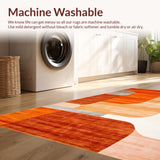 Ultra Soft Area Rug, Non Slip, Stain Resistant, Washable Area Rugs for Living Room, Bedroom, Earthy Tones Abstract Harmony(Orange)