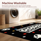 Ultra Soft Area Rug, Non Slip, Stain Resistant, Washable Area Rugs for Living Room, Bedroom, Charming Rustic Skeleton Illustration(Black)