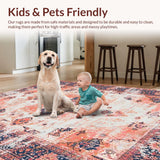 Ultra Soft Area Rug, Non Slip, Stain Resistant, Washable Area Rugs for Living Room, Bedroom, Elegant Antique Diamond Motif(Orange)