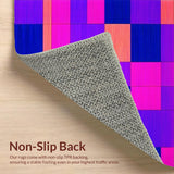Ultra Soft Area Rug, Non Slip, Stain Resistant, Washable Area Rugs for Living Room, Bedroom, Playful Multicolored Tiled Design(Purple)