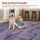 Ultra Soft Area Rug, Non Slip, Stain Resistant, Washable Area Rugs for Living Room, Bedroom, Vibrant Coastal Floral Touch(Purple)