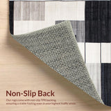 Ultra Soft Area Rug, Non Slip, Stain Resistant, Washable Area Rugs for Living Room, Bedroom, Minimalist Linear Contrast Artistry(Black)