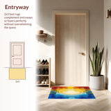 Ultra Soft Area Rug, Non Slip, Stain Resistant, Washable Area Rugs for Living Room, Bedroom, Vivid Abstract Fractal Area for Artistic Interiors(Yellow)