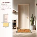 Ultra Soft Area Rug, Non Slip, Stain Resistant, Washable Area Rugs for Living Room, Bedroom, Vibrant Multi-Color Floral Elegance(Orange)