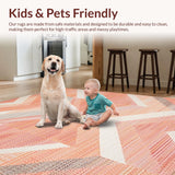 Ultra Soft Area Rug, Non Slip, Stain Resistant, Washable Area Rugs for Living Room, Bedroom, Contemporary Peach Geometric Fusion(Orange)