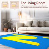 Ultra Soft Area Rug, Non Slip, Stain Resistant, Washable Area Rugs for Living Room, Bedroom, Dynamic Multi-Hued Crawling Area(Blue)