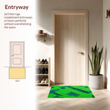 Ultra Soft Area Rug, Non Slip, Stain Resistant, Washable Area Rugs for Living Room, Bedroom, Bright Green Educational Kids Carpet with City Design(Green)
