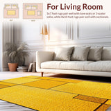 Ultra Soft Area Rug, Non Slip, Stain Resistant, Washable Area Rugs for Living Room, Bedroom, Abstract Geometric Meditation Space Soft Area Carpet(Yellow)