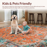 Ultra Soft Area Rug, Non Slip, Stain Resistant, Washable Area Rugs for Living Room, Bedroom, Stylish Teal and Orange Palette(Orange)
