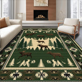 Ultra Soft Area Rug, Non Slip, Stain Resistant, Washable Area Rugs for Living Room, Bedroom, Rustic Earthy Wildlife Motifs(Green)
