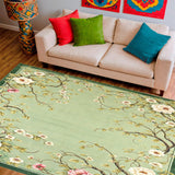 Ultra Soft Area Rug, Non Slip, Stain Resistant, Washable Area Rugs for Living Room, Bedroom, Floral Inspired Washable Area Rug with Non Slip Backing and Boho Charm(Green)