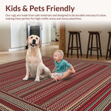 Ultra Soft Area Rug, Non Slip, Stain Resistant, Washable Area Rugs for Living Room, Bedroom, Rustic Earthy Braided Aesthetic(Red)