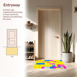 Ultra Soft Area Rug, Non Slip, Stain Resistant, Washable Area Rugs for Living Room, Bedroom, Vibrant Geometric Tile Motif(Yellow)