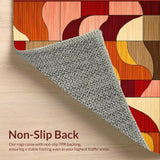 Ultra Soft Area Rug, Non Slip, Stain Resistant, Washable Area Rugs for Living Room, Bedroom, Eye-Catching Groovy Linear Elements(Brown)