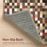Ultra Soft Area Rug, Non Slip, Stain Resistant, Washable Area Rugs for Living Room, Bedroom, Modern Chequered Brown and Beige Contemporary Style(Brown)