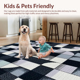 Ultra Soft Area Rug, Non Slip, Stain Resistant, Washable Area Rugs for Living Room, Bedroom, Modern Black and Grey Living Room Non-Shedding Rug(Black)