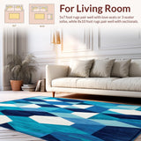 Ultra Soft Area Rug, Non Slip, Stain Resistant, Washable Area Rugs for Living Room, Bedroom, Geometric Blue(Blue)