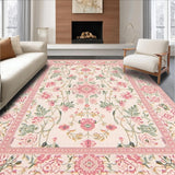 Ultra Soft Area Rug, Non Slip, Stain Resistant, Washable Area Rugs for Living Room, Bedroom, Elegant Vintage Rose Pattern(Pink)