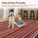 Ultra Soft Area Rug, Non Slip, Stain Resistant, Washable Area Rugs for Living Room, Bedroom, Primitive Red Braided Rug for Cozy Small Spaces(Red)