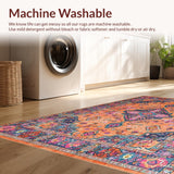 Ultra Soft Area Rug, Non Slip, Stain Resistant, Washable Area Rugs for Living Room, Bedroom, Vibrant Transitional Diamond Pattern(Orange)