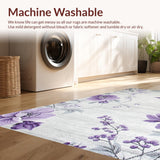 Ultra Soft Area Rug, Non Slip, Stain Resistant, Washable Area Rugs for Living Room, Bedroom, Whimsical Purple Garden Design(Gray)