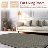 Ultra Soft Area Rug, Non Slip, Stain Resistant, Washable Area Rugs for Living Room, Bedroom, Rustic Neutral Diamond Patterning(Beige)