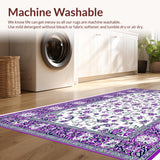 Ultra Soft Area Rug, Non Slip, Stain Resistant, Washable Area Rugs for Living Room, Bedroom, Rustic Green Blooming Design(White)