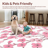 Ultra Soft Area Rug, Non Slip, Stain Resistant, Washable Area Rugs for Living Room, Bedroom, Rustic Nature-Inspired Floral Theme(Pink)