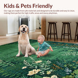 Ultra Soft Area Rug, Non Slip, Stain Resistant, Washable Area Rugs for Living Room, Bedroom, Vibrant Abstract Floral Composition(Green)