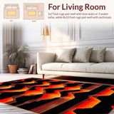 Ultra Soft Area Rug, Non Slip, Stain Resistant, Washable Area Rugs for Living Room, Bedroom, Sizzling Vibrant Lava Inspired Geometry(Red)