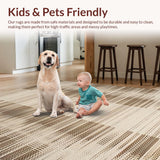 Ultra Soft Area Rug, Non Slip, Stain Resistant, Washable Area Rugs for Living Room, Bedroom, Eclectic Layered Patterned Appeal(Beige)