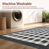 Ultra Soft Area Rug, Non Slip, Stain Resistant, Washable Area Rugs for Living Room, Bedroom, Vintage Checkered Flooring Carpet(Gray)