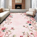 Ultra Soft Area Rug, Non Slip, Stain Resistant, Washable Area Rugs for Living Room, Bedroom, Elegant Pastel Rose Arrangement(Pink)