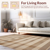 Ultra Soft Area Rug, Non Slip, Stain Resistant, Washable Area Rugs for Living Room, Bedroom, Geometric Natural Toned Elegance(Beige)