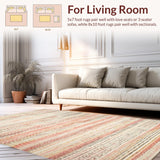 Ultra Soft Area Rug, Non Slip, Stain Resistant, Washable Area Rugs for Living Room, Bedroom, SERISSA Faded Peach Washable Rug, Non-Slip Entry Carpet, Low Pile(Red)