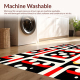 Ultra Soft Area Rug, Non Slip, Stain Resistant, Washable Area Rugs for Living Room, Bedroom, Chic Graphic Playful Shapes(Red)