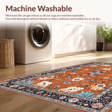 Ultra Soft Area Rug, Non Slip, Stain Resistant, Washable Area Rugs for Living Room, Bedroom, Sunny Earthy Floral Composition(Orange)